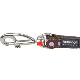 Red Dingo Designer Dog Lead, Pink Spots on Brown (25mm x 1.2m) L