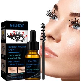 Bluemega Pestaña Aceite De Ricino, Aceite Para El Crecimiento Del Cabello De Las Cejas, Pestañas, Aceite De Ricino Puro Prensado En Frío, Suero Para El Crecimiento Del Cabello Con Cepillo Para Pestañas, Nutre E Hidrata, Aceite Esencial Para El Cuidado De