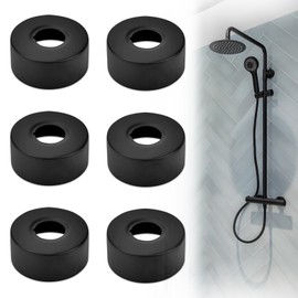 Set of 6 Stainless Steel Cover Rosette Pipe Cover Black Rosette Shower Fittings Heating Pipe Cover Threaded Rosette for Bathroom Shower Faucets Radiator (25 mm)