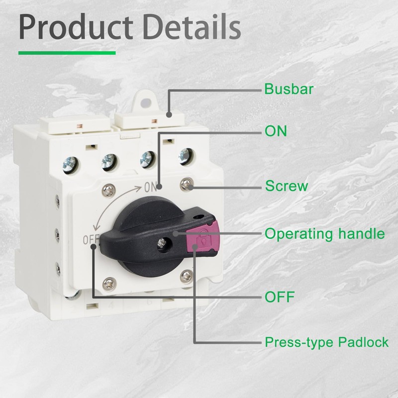 CNLonQcom Solar Isolator Disconnect Switch 32A DC 1500V 4 Poles