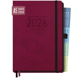 Häfft® Chäff-Timer Deluxe Calendar 2025/2026 A5 "Berry" Book Calendar, Appointment Calendar, Weekly Planner, Diary for 18 Months: July 25 to December 25, Sustainable and Climate Friendly