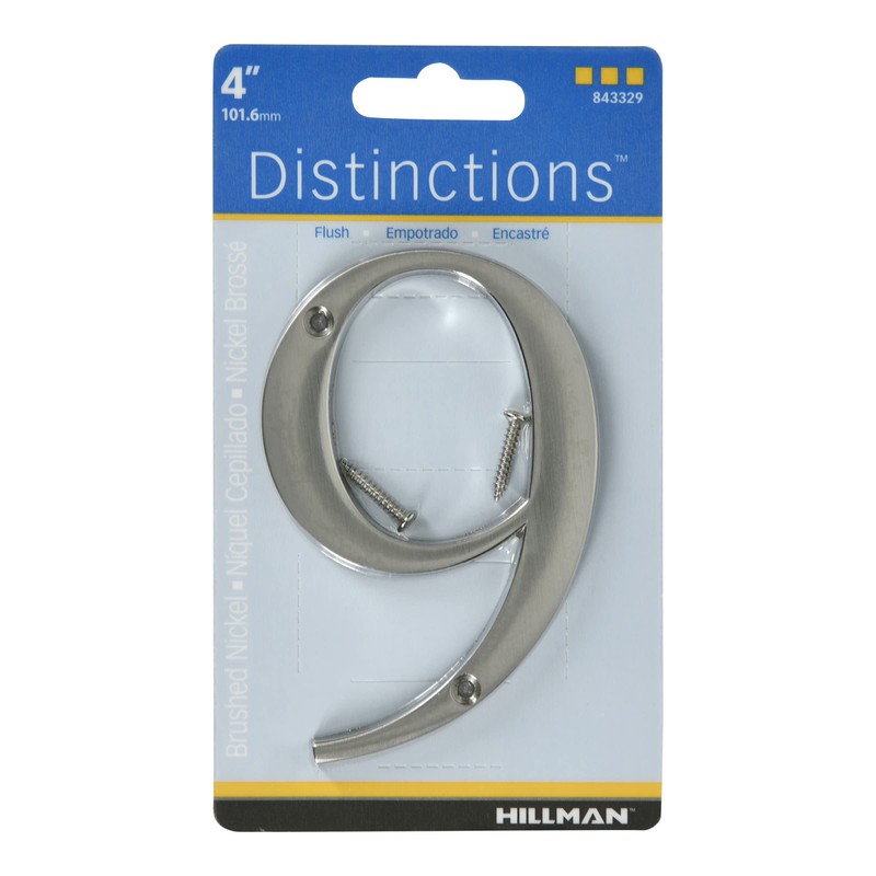 Distinctions by Hillman 843329 4-Inch Brushed Nickel Flush-Mount House Number