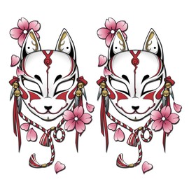 HAMILO Fox Sticker Car Motorcycle Helmet Japanese Style Decal Approx. 3.1 x 5.9 inches (8 x 15 cm), Set of 2