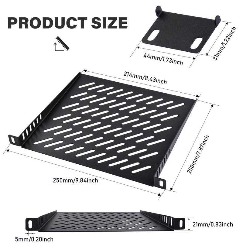 GeeekPi RackMate Accessories Rack Shell 10 Inch 0.5U Rack Shelf,