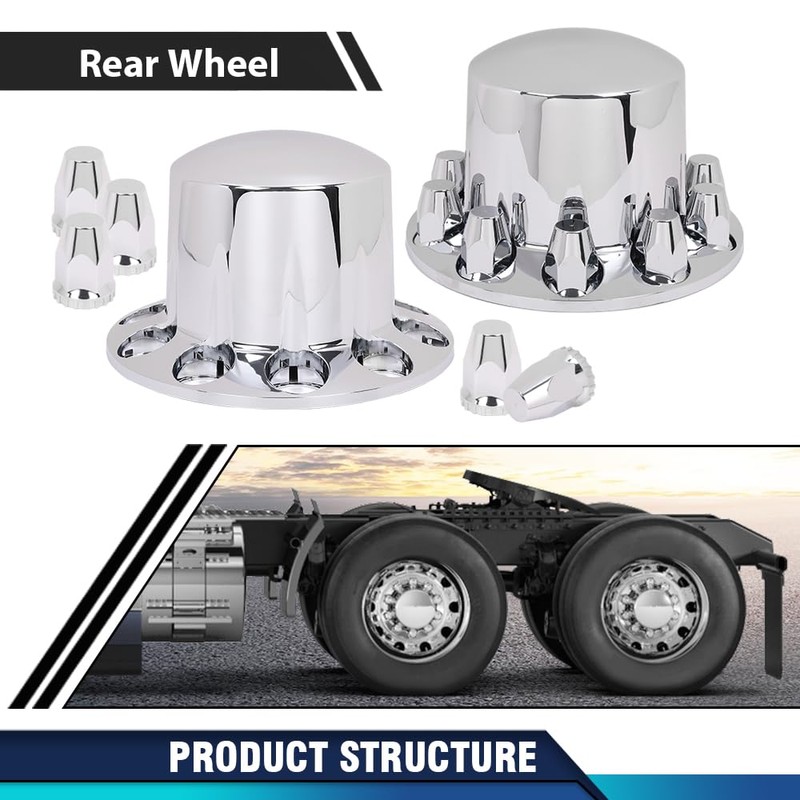 PIT66 Chrome Rear Wheel Axle Hub Cover Kit Semi ABS