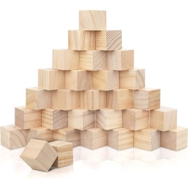 Wooden Dice, Pack of 12 Small Wooden Cubes, Blank, 5 x 5 x 5 cm, Craft Material, Wooden Tiles and Dice for Crafts, DIY Stamps, Puzzle & Number Wooden Blocks, Building Blocks