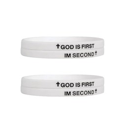 xuzhiyuan GOD IS FIRST IM SECOND Christian Rubber Bracelets Inspirational Engraved Bible Verses Cross Silicone Bracelet for Women Men Faith Gifts-B