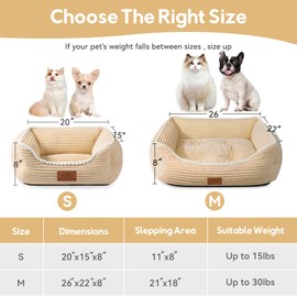 Zerbuger Rectangle Cat Dog Bed for Large Medium Small Pets Indoor Outdoor Machine Washable Sleeping Sofa Non-Slip Bottom Soft Puppy Bed Durable Orthopedic Calming Pet Cuddler (Small, Coffee)