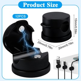 MINISOISO Kabelhalter, 12 Stück Kabelclips, Magnetische Kabel Organizer, Kabelhalter Schreibtisch, Selbstklebend Kabelorganizer für Schreibtisch, Nachttisch, Netzkabel, HDMI, Ladekabel