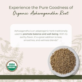 Starwest Botanicals Organic Ashwagandha Root for Women & Men - Dried Herb for Tea, Capsules, & Natural Herbal Blends, Cut & Sifted, Certified Kosher, Non-GMO - Bulk 1 lb Bag