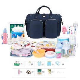 Pomelo Best Changing Bag with Waterproof Changing Mat and 2 Pram Hooks Adjustable Shoulder Strap Multifunctional Shoulder Bag Travel Bag for On the Go. dark blue