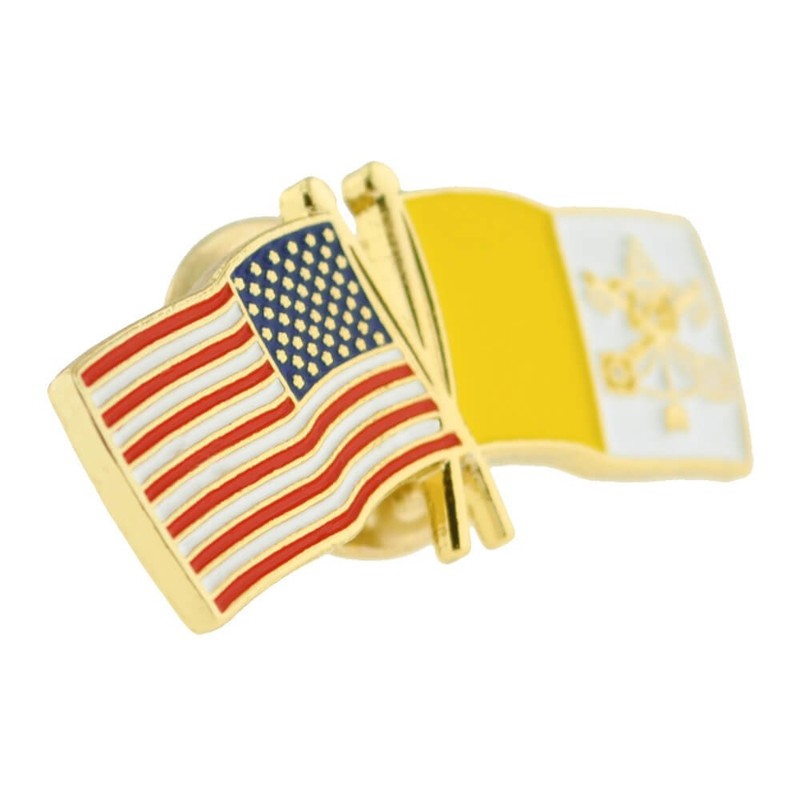 PinMart‘s USA and Vatican City Crossed Friendship Flag Enamel Lapel