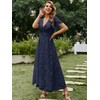 Simplee Women's Boho Floral V Neck Short Sleeve Formal Maxi