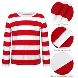 URATOT Disfraz de Halloween para niños con diseño de rayas rojas y blancas