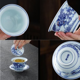 JWCBDY Ceramic Gai Wan Set, Gaiwan Tea Cup With Lid For Chinese Traditional Gongfu tea Ceremony Brew Loose Oolong/Puerh Tea