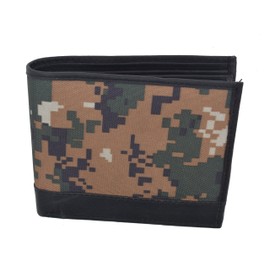 Camouflage RFID Blocking Soft Leather Men's Camo Multi-Card Compact Center Flip ID Card Holder Bifold Military Style Wallet