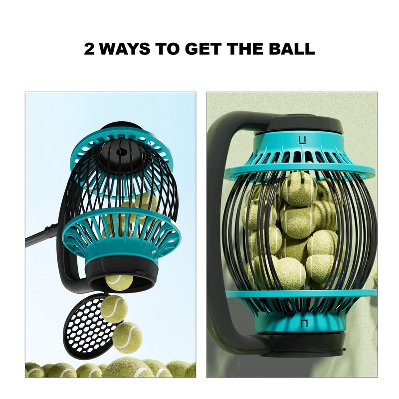 Tennis Ball Collector Roller with Adjustable Handle, No-Bend Quick Rolling