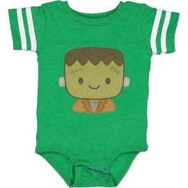 inktastic Cute Frankenstein Monster Cartoon Graphic Baby Bodysuit Newborn Football Green and White 46405