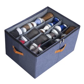 Shoe storage,Shoe Organizer for Closet, Foldable shoe storage,Adjustable Shoe Storage Containers,Fits up to 16 Pairs, Large Shoe Storage , Clear Foldable Shoe Storage Bins w/Bottom Support(Dark gray)