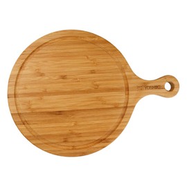 YOSHIKI Yoshiki Workshop YK-BCB1 Bamboo Cutting Board, Round, Pizza Board, Bread Stand, Natural, Lunch Plate