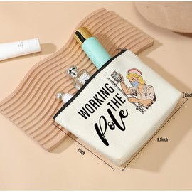 DJHUNG Unique Nurse Cosmetic Bag Nurse Accessories for Work Nurse Gifts Working The Pole Makeup Bag Pouch for Women Appreciation Nurse's Day Gifts for Women Her Friend Coworkers Birthday Retirement