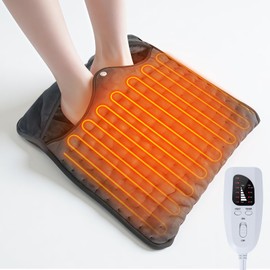 Olycism Heated Foot Warmer Electric 40 * 40, 24 Options Electric Foot Warmer - Overheating Protection Technology - Automatic Power Off, Foot Warmers for Men & Women, Gray Feet Warmers