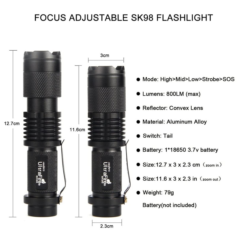 ULTRAFIRE Super Bright Mini Flashlight, Super Bight 800 Lumen Flashlight