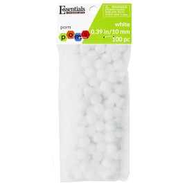 Essentials By Leisure Arts White Pom Poms - 10Mm - 100 Piece Arts and Crafts Colored Pompoms for Crafts - Puff Balls