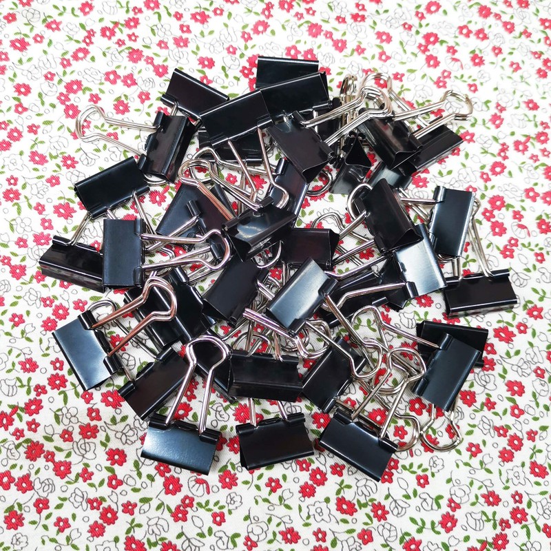 FZGUSYAF 80PCS Foldback Clips 15MM Black Paper Clamps Binder