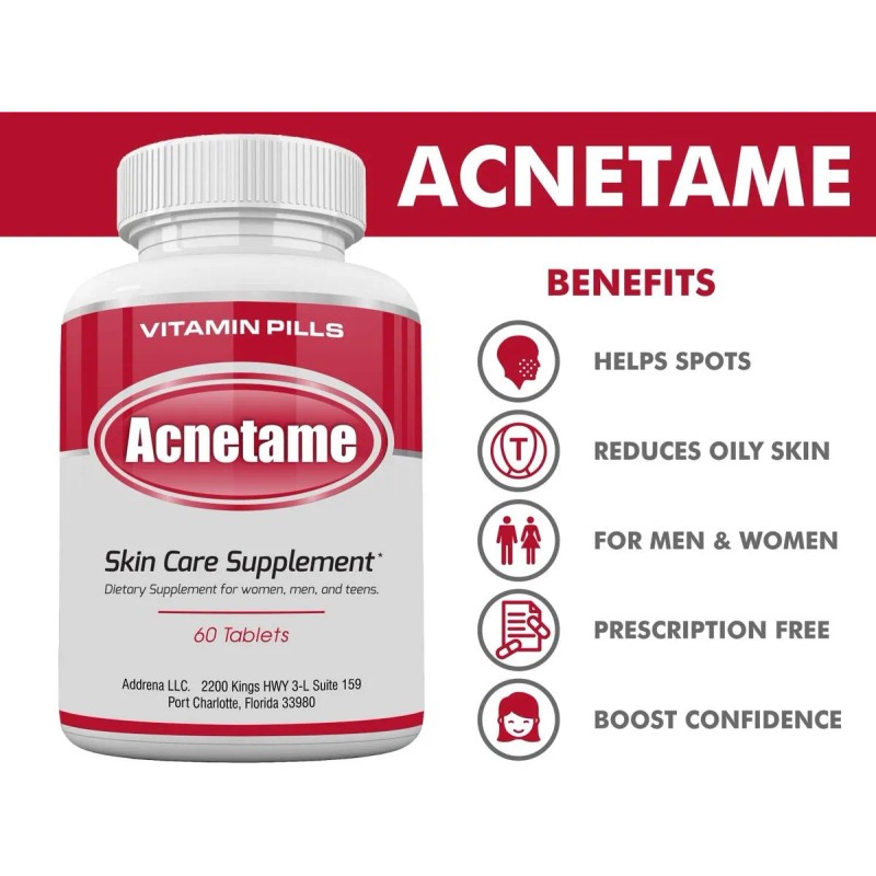 Acnetame Vitaminas Antiacné Tabletas Biotina Zinc Selenio Glutens Free
