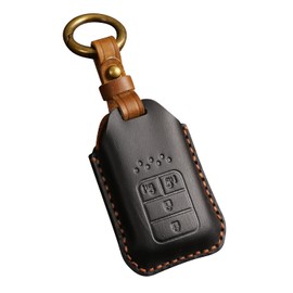 [YANMW] Freed Key Case, Odyssey RC1 RC2 Smart Key Case, Compatible with Honda Step Wagon Genuine Leather Key Cover, 4 Buttons, Black