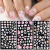 LANODO 3 Piece Nail Stickers, 5D Flowers, Grass Nail Sticker