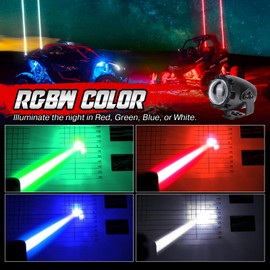 OPP ULITE Laser Whip Lights RGBW Color, Remote & Rocker Switch Control Whipless Antenna Led Whip Pod Light Kit for UTV ATV Dune Buggy Can Am SXS Polaris RZR Truck Boat, 2PC Pack