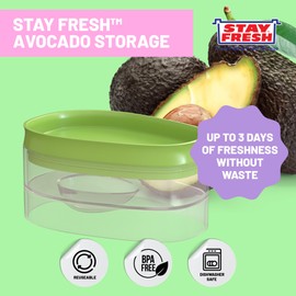 Kitchen Discovery Avocado Holder- Airtight, No Mess Avocado Storage Box- Keeps Your Avocados Fresh Up To 3 Days Preserves Flavor, Texture, and Freshness