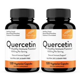 Sandhu's Quercetin Vegetarian Capsules Supplements 120 Count (Pack of 2) | Bioflavonoids for Immune Support & Respiratory Health, Seasonal Allergy Support | Quercitin for Men and Women