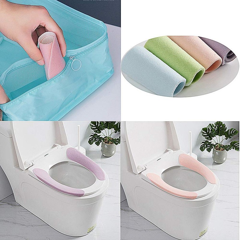 Bathroom Warmer Toilet Seat Cover Pads 4 Pack Washable and