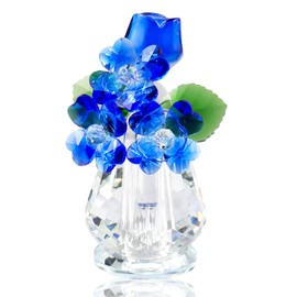 Birthday Gifts for Women Popular K9 Crystal Blue Rose Flower Figurine Never Wither Artificial Rose Retirement White Day Anniversary Mother's Day Gift for Mom Wife Her