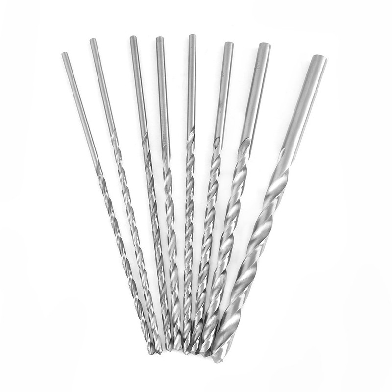 8PCS Extra Long HSS Twist Drill Bit Set High-Speed Steel
