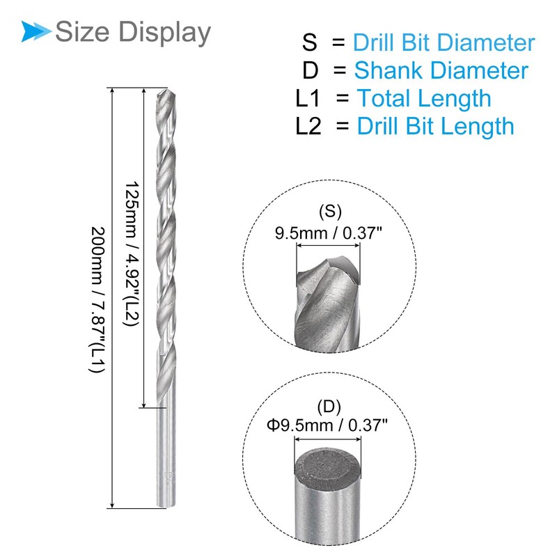 CoCud Extra Long Spiral Drill Bit 9.5 mm Drill Bit