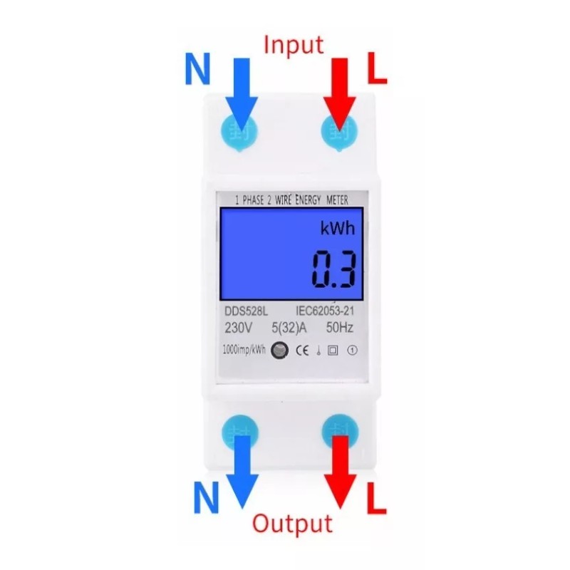 Generic Medidor De Energía Monofásico De Carril Din 5-32a Ac110-130v
