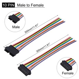MECCANIXITY Male to Female 10Pin Breadboard Jumper Wire 2.54mm Pitch Ribbon Cable 30cm Long Electronics Breadboard Ribbon Cables for Breadboard Electronic Projects Pack of 10