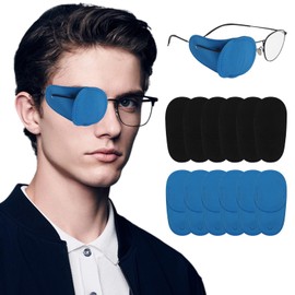 Pack of 12 Eye Patches for Glasses, 2 Colours, Non-Woven Fabric, Reusable Eye Patches for Adults / Children, Soft Eye Patches for Glasses for Lazy Eyes, Amblyopia, Strabismu for Left Right Eye