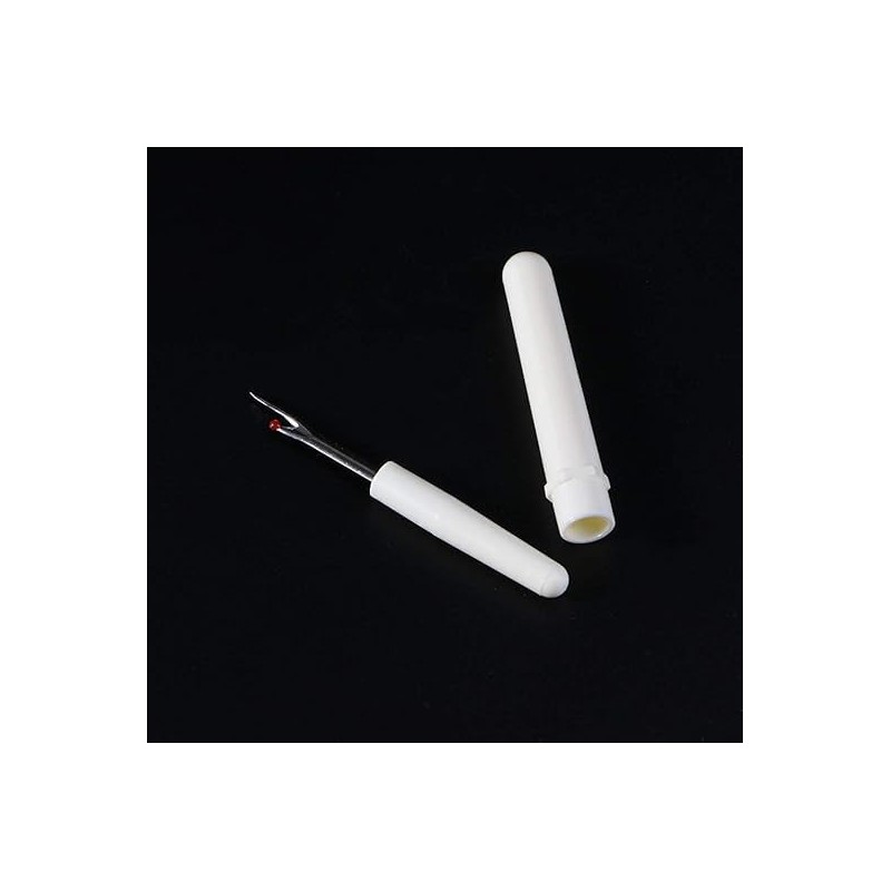 2 Pcs White Pointed Seam Ripper, Sewing Tool, Plastic Handle,
