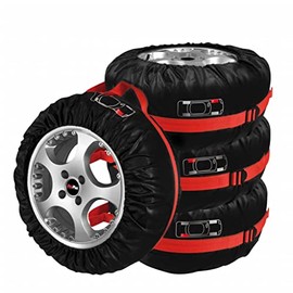 PAT Europe Set of 4 Pro Plus Protective Tires Covers, Red and Black in Case