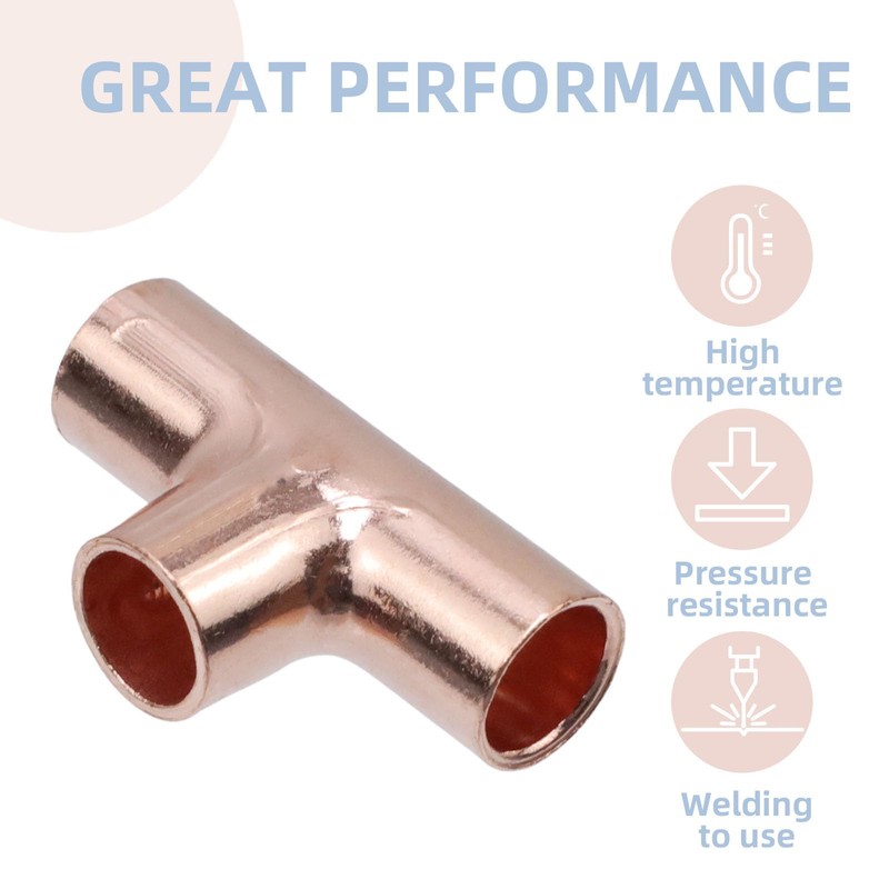 Antrader Tee Copper Fitting,LF Sweat Solder Copper Tee,1/4 Inch ID