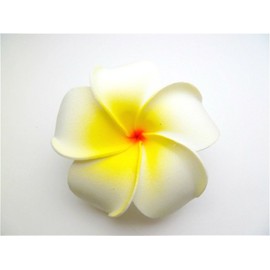 Women's Fashion 3 Pcs Hawaiian Plumeria Flower Foam Hair Clip, 90mm (White, Yellow, Red)
