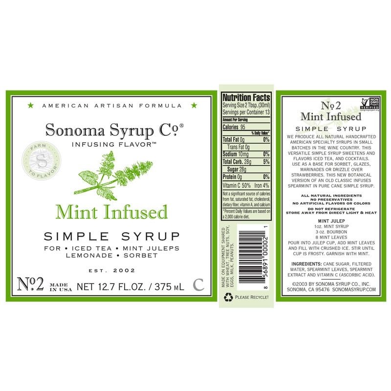 Sonoma Syrup Co. Mint Infused Simple Syrup 12.7 fl oz