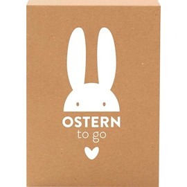 Ostern to go: Geschenkebox zum Fest | Set aus hochwertigem Deko-Osterhasen aus Holz, Osterkarte und Osterkerze