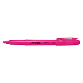 Universal 08855 Pocket Clip Highlighter, Chisel Tip, Fluorescent Pink Ink, Dozen