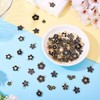 FASHEWELRY 100Pcs Enamel Black Flower Charms Bulk Assorted Gold Plated
